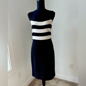 St. John collection black and white knit dress.
